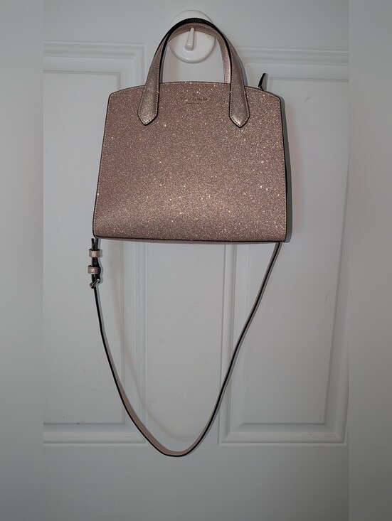 kate spade Handbags - Kate Spade Glitter Tinsel Satchel Crossbody Rose Gold VGC
